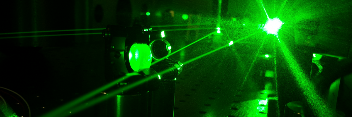picture of ultrafast green laser with black background